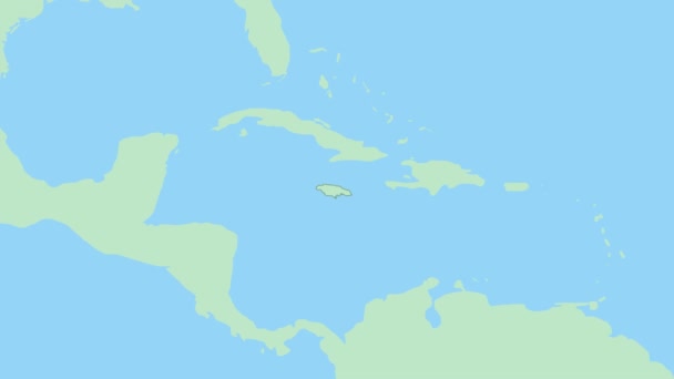 Карта Ямайки Великою Столицею Країни Карта Ямайки Сусідніми Країнами Зеленим — стокове відео