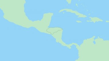 Honduras haritası ve ülke başkenti broşu. Komşu ülkelerle yeşil renkli Honduras Haritası.