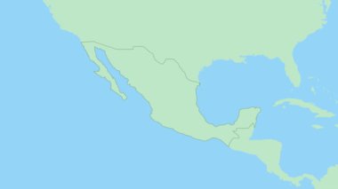 Meksika haritası ve ülke sermayesi broşu. Komşu ülkelerle yeşil renkli Meksika Haritası.