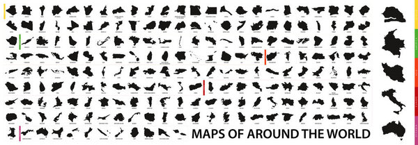Черным по белому изображен контур международной карты страны. Векторная плоская конструкция.