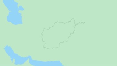 Afganistan haritası ülke sermayesi broşlu. Komşu ülkelerle yeşil renkli Afganistan Haritası.