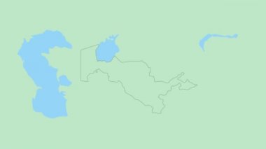 Özbekistan haritası ve ülke başkenti. Komşu ülkelerle yeşil renkli Özbekistan Haritası.