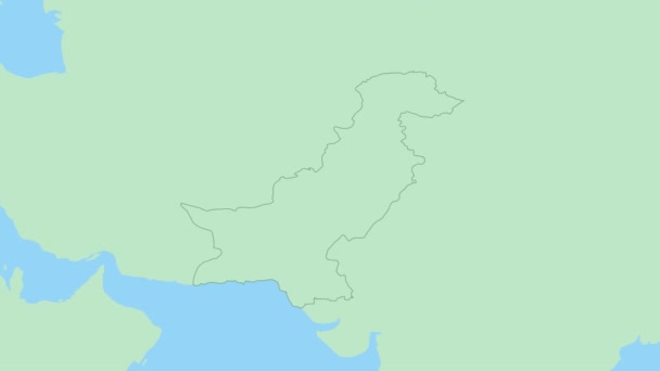 Mapa Pakistán Con Pin Capital Del País Pakistán Mapa Con — Vídeo de stock