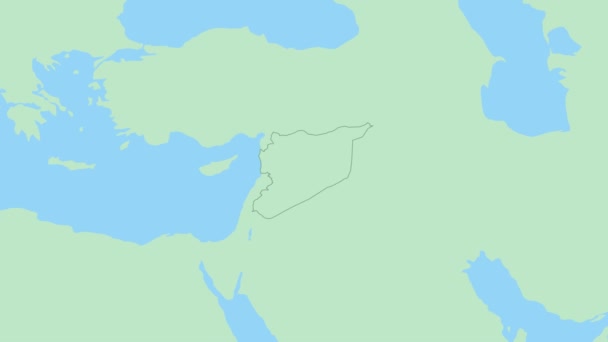 Mapa Síria Com Pino Capital País Síria Mapa Com Países — Vídeo de Stock