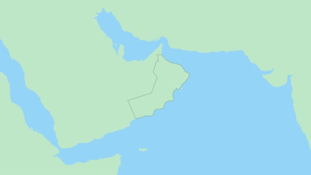 Peta Oman Dengan Pin Ibukota Negara Peta Oman Dengan Negara — Stok Video