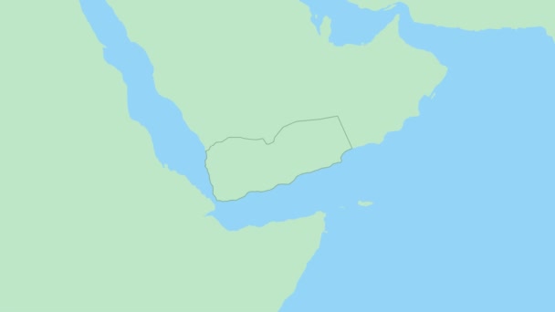 Mapa Iêmen Com Pino Capital País Mapa Iêmen Com Países — Vídeo de Stock