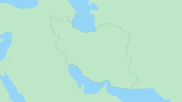 Mapa Íránu Kolíkem Venkovského Hlavního Města Írán Mapa Sousedními Zeměmi — Stock video