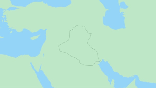 Карта Ирака Значком Столицы Страны Карта Ирака Соседними Странами Зеленого — стоковое видео
