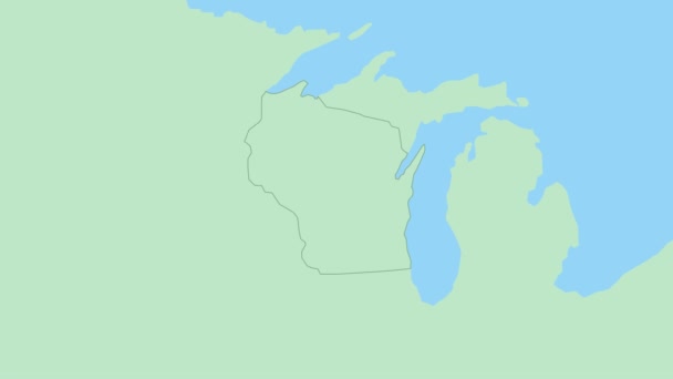 Carte Wisconsin Avec Broche Capitale Pays Wisconsin Carte Avec Les — Video