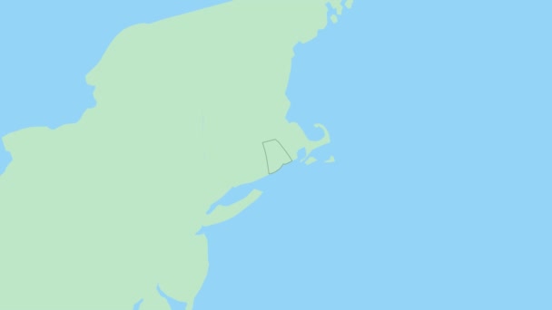 罗得岛地图 有乡村首府的别针 罗得岛与邻国的绿色地图 — 图库视频影像