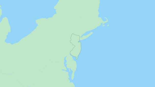 Χάρτης Του New Jersey Καρφίτσα Της Πρωτεύουσας Της Χώρας Χάρτης — Αρχείο Βίντεο
