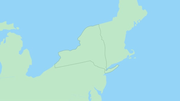 Karte Von New York Mit Anstecknadel Der Hauptstadt Des Landes — Stockvideo