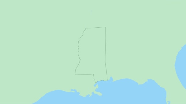 Karte Von Mississippi Mit Der Hauptstadt Des Landes Mississippi Karte — Stockvideo