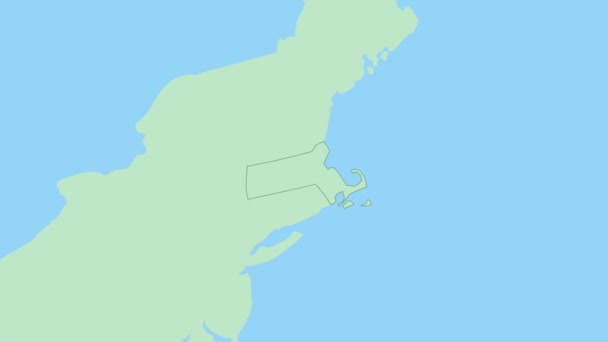 Carte Massachusetts Avec Épinglette Capitale Pays Massachusetts Carte Avec Les — Video