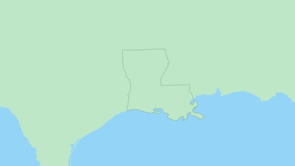 Карта Луизианы Значком Столицы Страны Карта Луизианы Соседними Странами Зеленом — стоковое видео