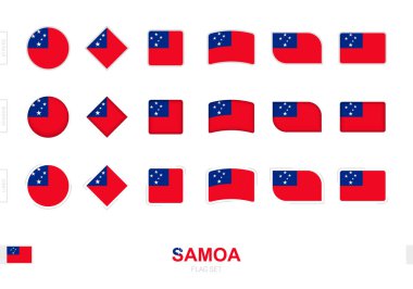 Samoa bayrağı seti, üç farklı efekt içeren sade Samoa bayrakları.