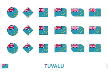 Tuvalu bayrağı seti, üç farklı efektli basit Tuvalu bayrakları..