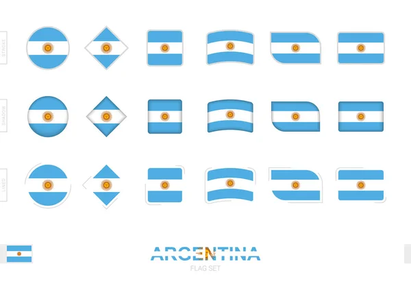 Juego Banderas Argentina Banderas Simples Argentina Con Tres Efectos Diferentes — Archivo Imágenes Vectoriales
