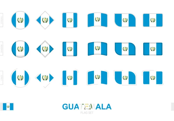Set Bandiere Guatemala Bandiere Semplici Del Guatemala Con Tre Diversi — Vettoriale Stock