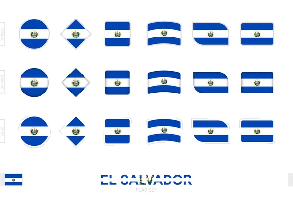 Juego Banderas Salvador Banderas Simples Salvador Con Tres Efectos Diferentes — Vector de stock