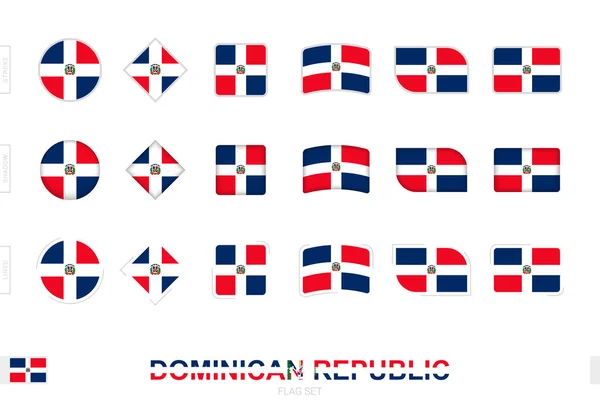 Set Bandiere Della Repubblica Dominicana Bandiere Semplici Della Repubblica Dominicana — Vettoriale Stock