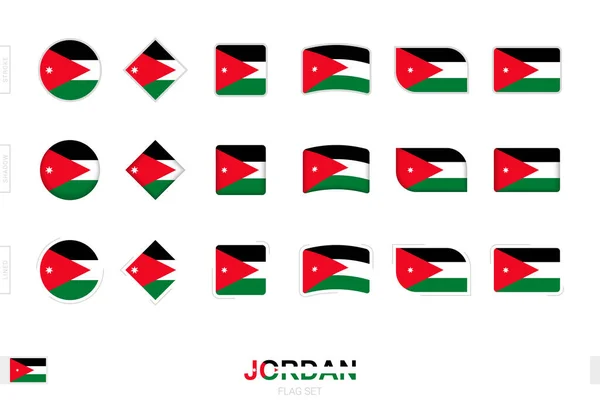 Jordanisches Flaggenset Einfache Flaggen Von Jordanien Mit Drei Verschiedenen Effekten — Stockvektor