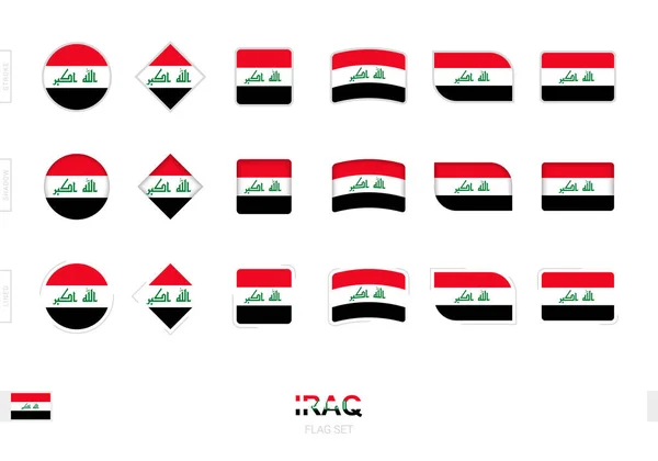 Set Banderas Irak Banderas Simples Irak Con Tres Efectos Diferentes — Vector de stock