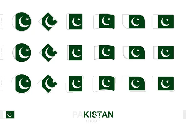 Pakistan Bayrağı Seti Farklı Efektli Pakistan Bayrakları — Stok Vektör