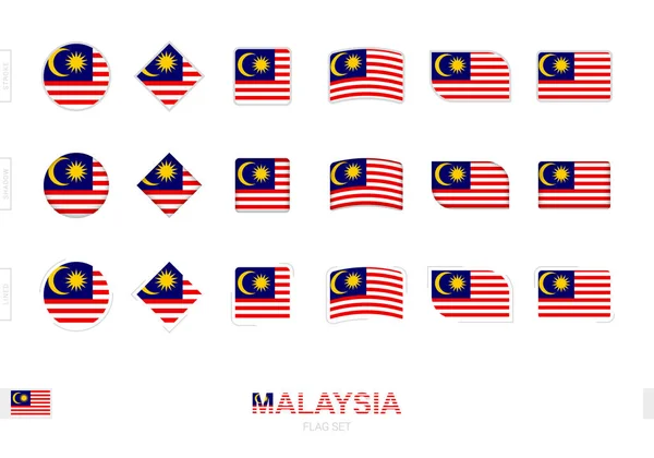 Malaysia Flag Set Simple Flags Malaysia Three Different Effects — Stock Vector