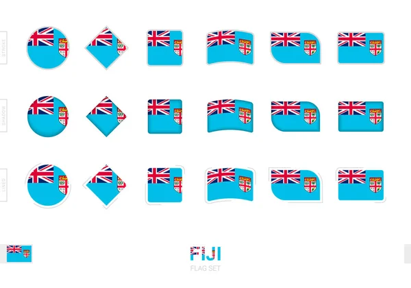 Ensemble Drapeaux Fidji Drapeaux Simples Fidji Avec Trois Effets Différents — Image vectorielle