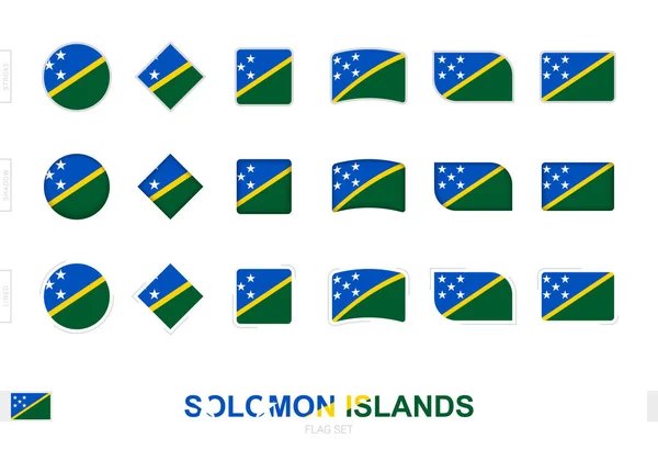 Conjunto Banderas Las Islas Salomón Banderas Simples Las Islas Salomón — Archivo Imágenes Vectoriales