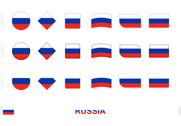 Set Banderas Rusia Banderas Simples Rusia Con Tres Efectos Diferentes — Archivo Imágenes Vectoriales