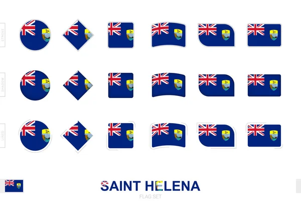 Flaggenset Von Saint Helena Einfache Flaggen Von Saint Helena Mit — Stockvektor