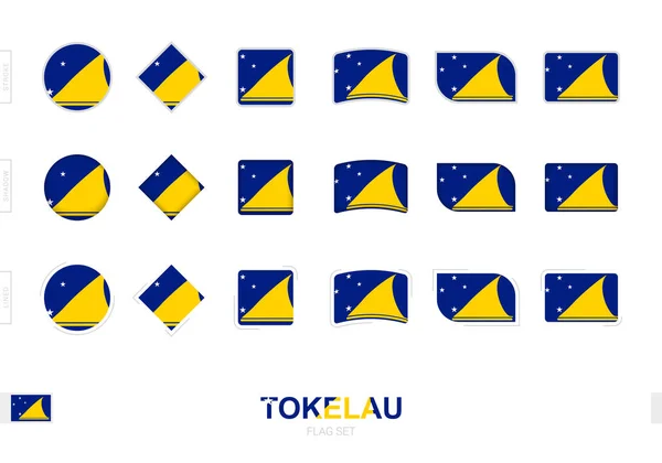 Set Banderas Tokelau Banderas Simples Tokelau Con Tres Efectos Diferentes — Vector de stock