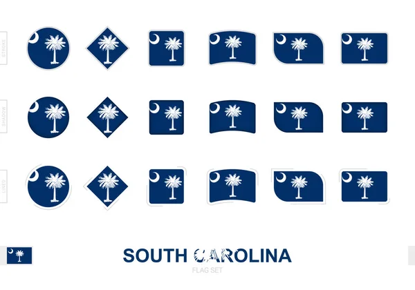 Set Banderas Carolina Del Sur Banderas Simples Carolina Del Sur — Archivo Imágenes Vectoriales