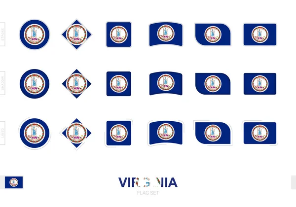 Set Banderas Virginia Banderas Simples Virginia Con Tres Efectos Diferentes — Archivo Imágenes Vectoriales