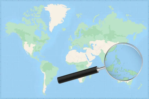 Mapa Del Mundo Con Lupa Mapa Palaos — Vector de stock
