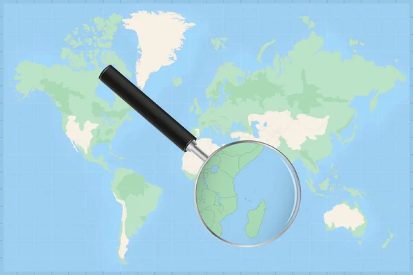 Map World Magnifying Glass Map Comoros — Stock Vector