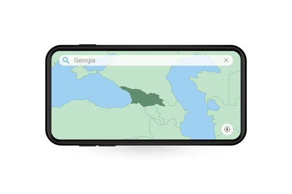 Keresés Térképen Grúzia Smartphone Map Alkalmazás Grúzia Térképe Mobiltelefonban — Stock Vector
