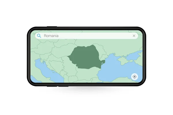 Searching Map Romania Smartphone Map Application Map Romania Cell Phone — Stock Vector