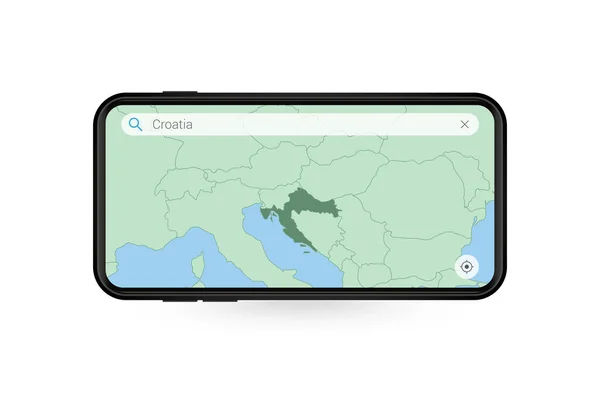 Keresés Térképen Horvátország Smartphone Map Alkalmazás Horvátország Térképe Mobiltelefonon — Stock Vector