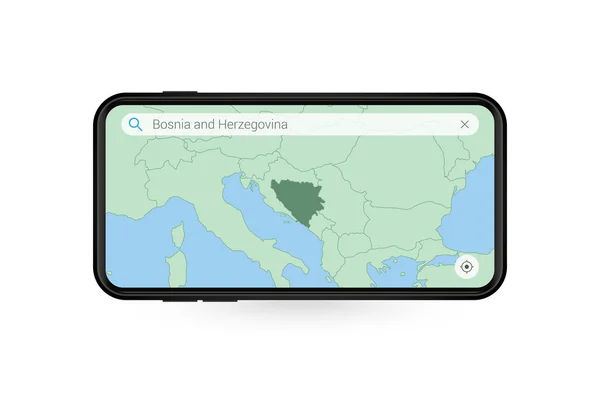 2018 Searching Map Bosnia Herzegovina Smartphone Map Application Bosnia Herzegovina — 스톡 벡터