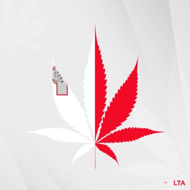 Marihuana yaprağı şeklinde Malta bayrağı. Malta 'da kenevirin yasallaştırılması kavramı.