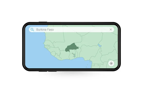 Αναζήτηση Χάρτη Της Μπουρκίνα Φάσο Στην Εφαρμογή Χάρτη Smartphone Χάρτης — Διανυσματικό Αρχείο