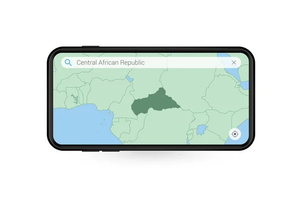 Wyszukiwanie Mapy Republiki Środkowoafrykańskiej Aplikacji Map Smartfonów Mapa Republiki Środkowoafrykańskiej — Wektor stockowy