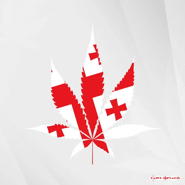 Bandera Georgia Forma Hoja Marihuana Concepto Legalización Cannabis Georgia — Vector de stock