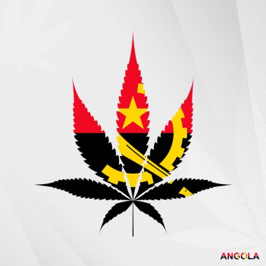 Marihuana yaprağı şeklinde Angola bayrağı. Angola 'da kenevirin yasallaştırılması kavramı.