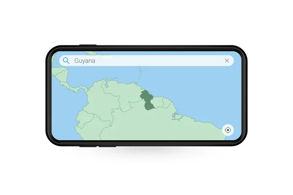 Поиск Карты Гайаны Приложении Smartphone Map Карта Гайаны Мобильном Телефоне — стоковый вектор