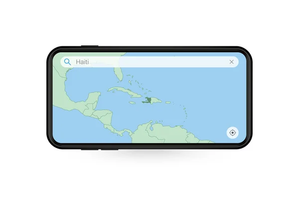 Zoeken Kaart Van Haïti Smartphone Kaart Applicatie Kaart Van Haïti — Stockvector