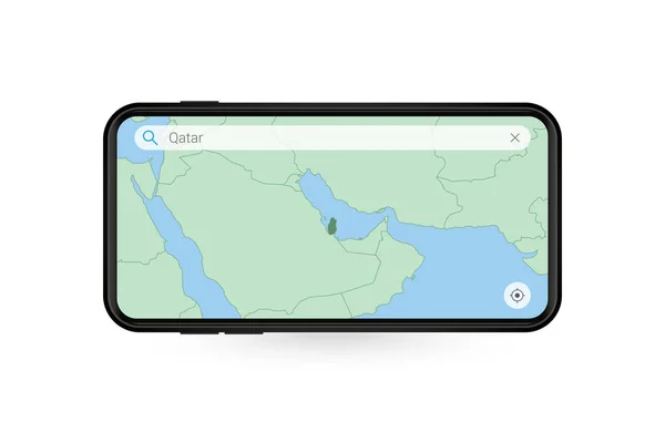 Searching Map Qatar Smartphone Map Application Map Qatar Cell Phone — Stock Vector